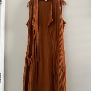 Another Reason Orange Rust Copper Vest Duster Sz S